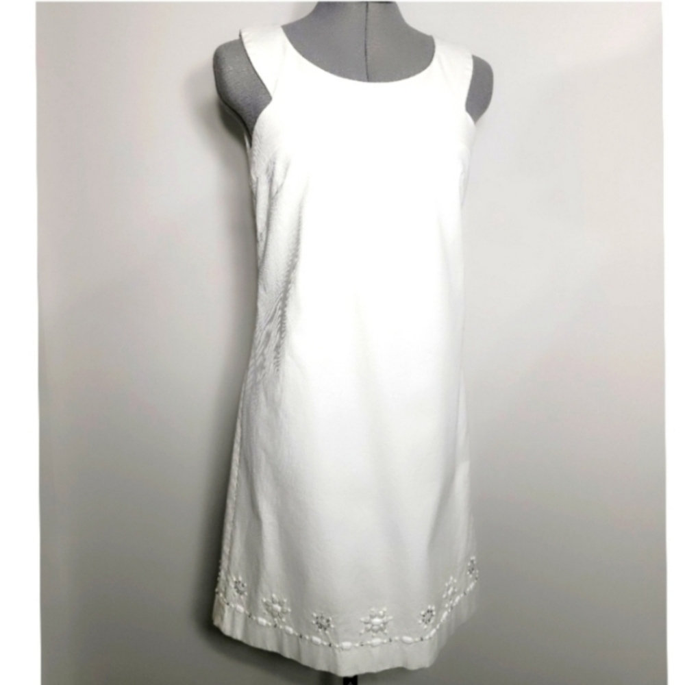 Ann Taylor LOFT Shift Dress Cotton Summer White Women's Size 0